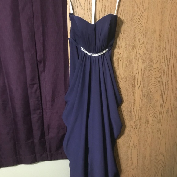 David’s Bridal Strapless Chiffon F19650 - Lapis - Picture 3 of 8
